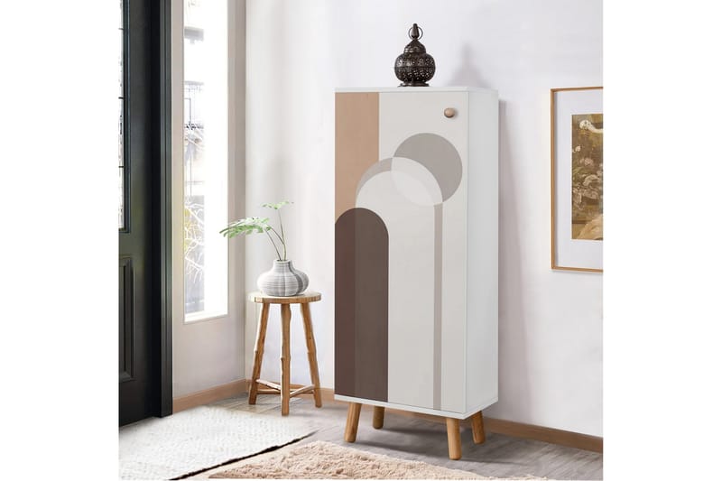 Gelsgan Skoskab 50 cm - Hvid/Brun - Opbevaring - Skoopbevaring - Skoskab
