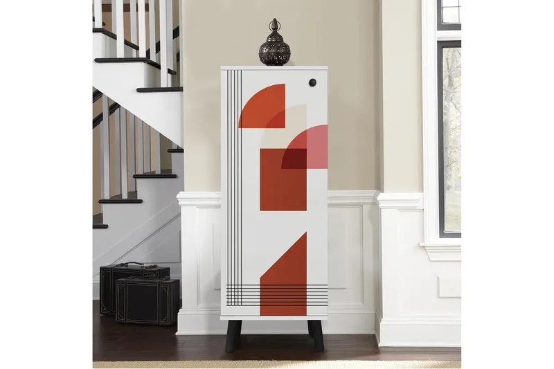 Gelsgan Skoskab 50 cm - Hvid/Rød - Opbevaring - Skoopbevaring - Skoskab