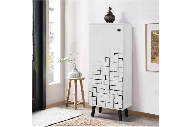 Gelsgan Skoskab 50 cm - Hvid/Sort - Opbevaring - Skoopbevaring - Skoskab