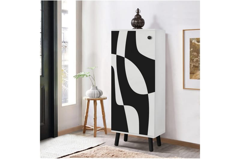 Gelsgan Skoskab 50 cm - Hvid/Sort - Opbevaring - Skoopbevaring - Skoskab