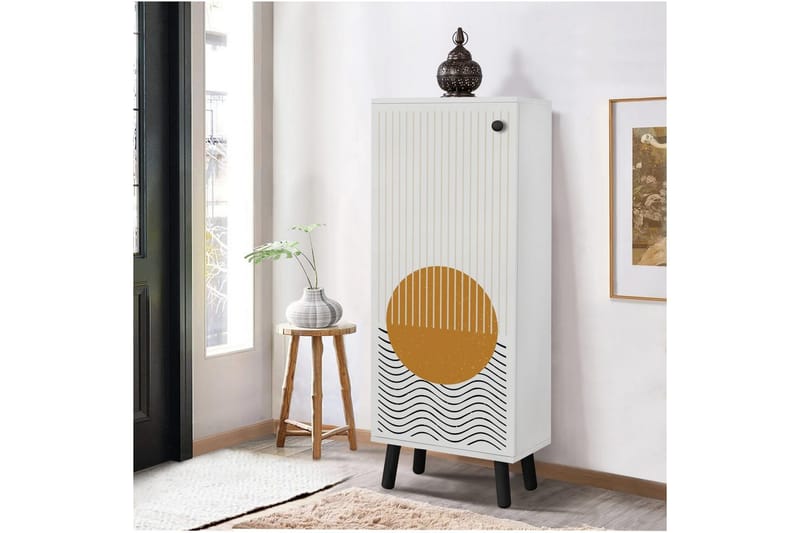 Gelsgan Skoskab 50 cm - Hvid/Sort - Opbevaring - Skoopbevaring - Skoskab