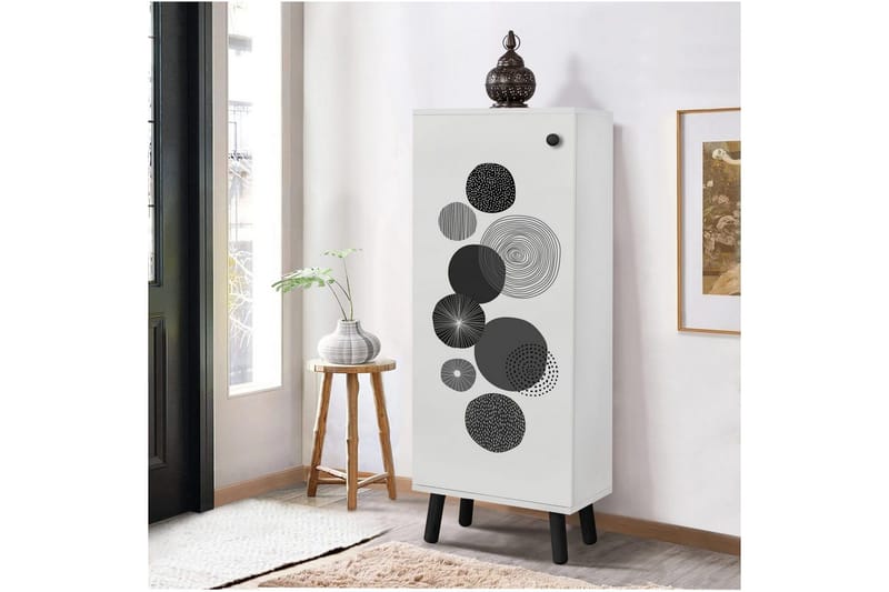 Gelsgan Skoskab 50 cm - Hvid/Sort - Opbevaring - Skoopbevaring - Skoskab