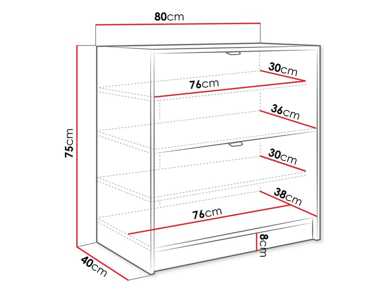 Gudelia Skoskab 80 cm - beige - Opbevaring - Skoopbevaring - Skoskab