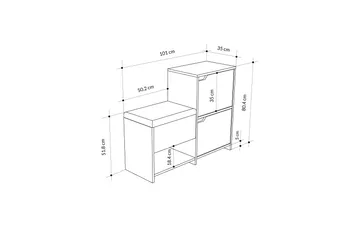 Haven Skoskab 101,5 cm - Antracit/Eg - Opbevaring - Skoopbevaring