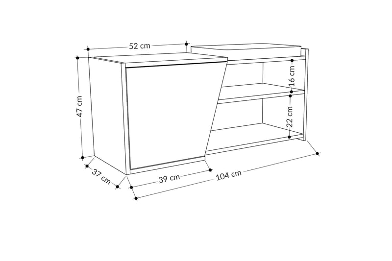 Jektvik Skoskab 104x37 cm - Natur/Antracit - Opbevaring - Skoopbevaring - Skoskab