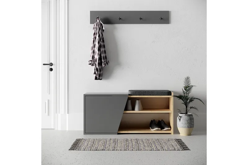 Jektvik Skoskab 104x37 cm - Natur/Antracit - Opbevaring - Skoopbevaring