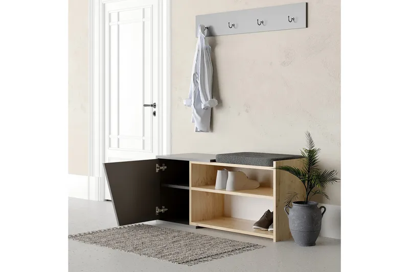 Jektvik Skoskab 104x37 cm - Natur/Antracit - Opbevaring - Skoopbevaring - Skoskab