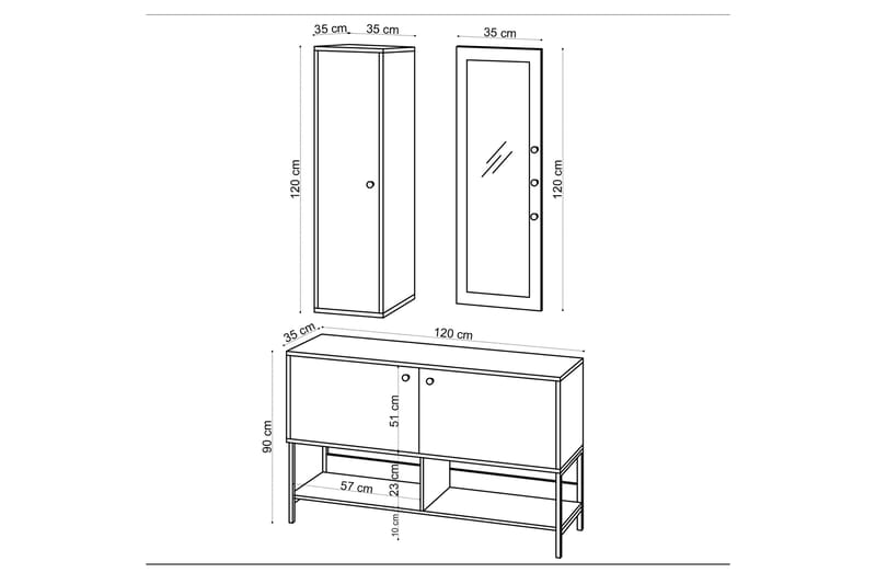 Juimed Skoskab 35x120 cm - Natur - Opbevaring - Skoopbevaring - Skoskab