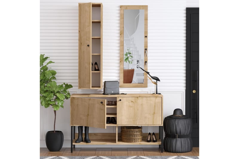 Juimed Skoskab 35x120 cm - Natur - Opbevaring - Skoopbevaring - Skoskab