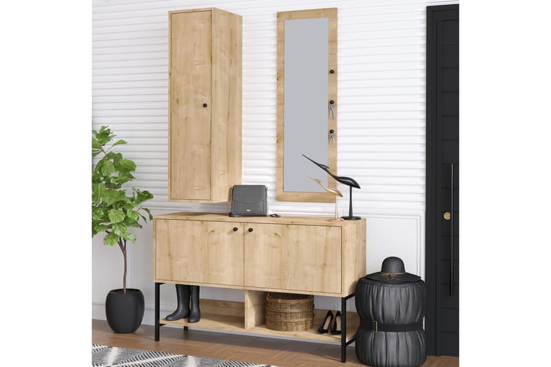 Juimed Skoskab 35x120 cm - Natur - Opbevaring - Skoopbevaring - Skoskab