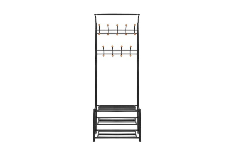 Knagerække Med Skoopbevaring 68 X 32 X 182,5 Cm Sort - Sort - Entréopbevaring - Skoopbevaring - Skohylde