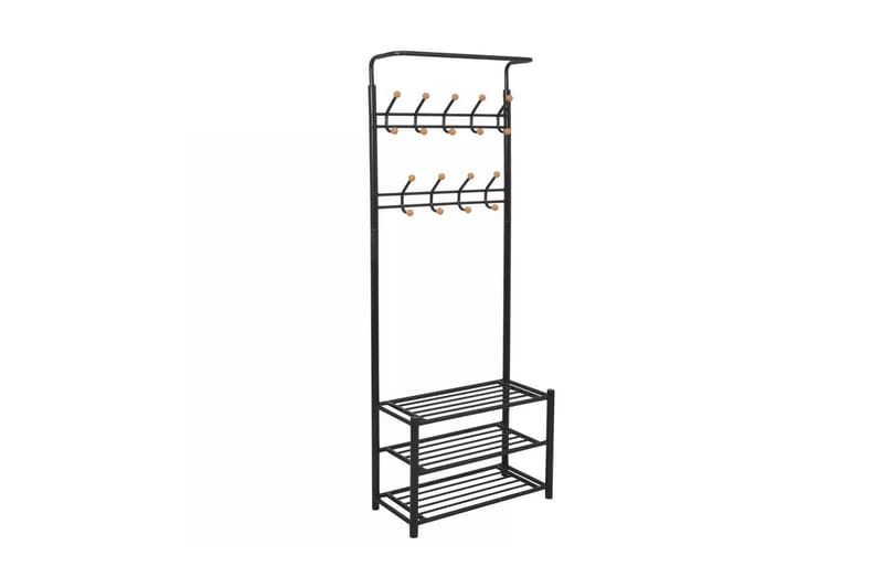 Knagerække Med Skoopbevaring 68 X 32 X 182,5 Cm Sort - Sort - Entréopbevaring - Skoopbevaring - Skohylde