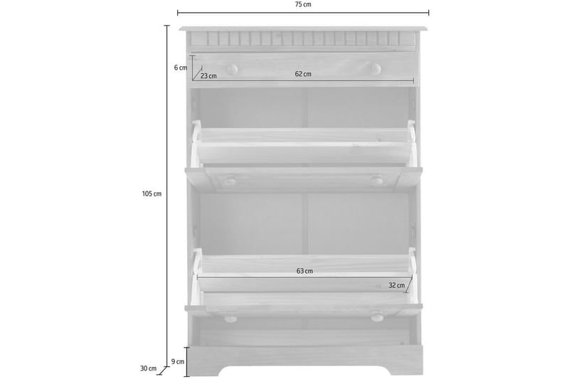 Lisa Skoskab 75x105 cm - Hvid - Opbevaring - Skoopbevaring