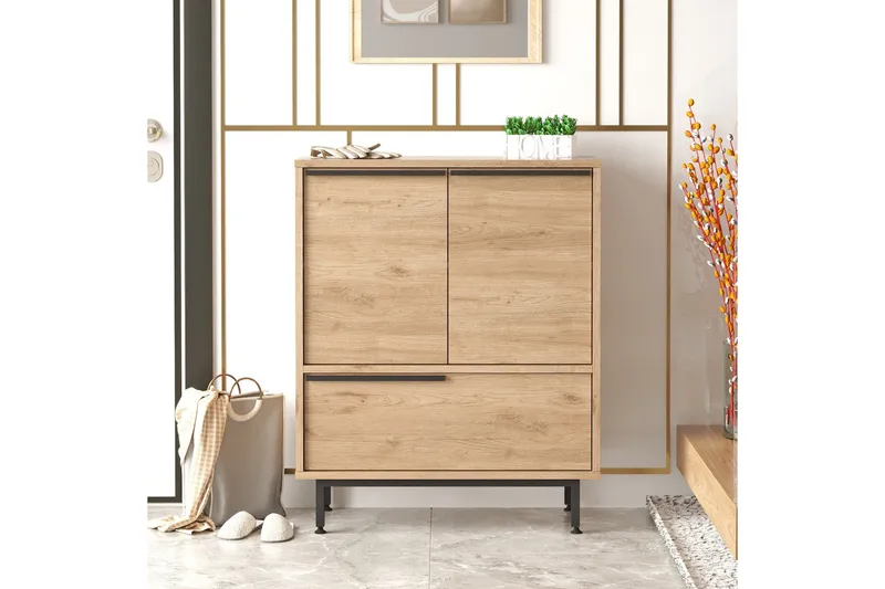 Liyakat Skoskab 74,8 cm - Valnød finér - Opbevaring - Skoopbevaring - Skoskab