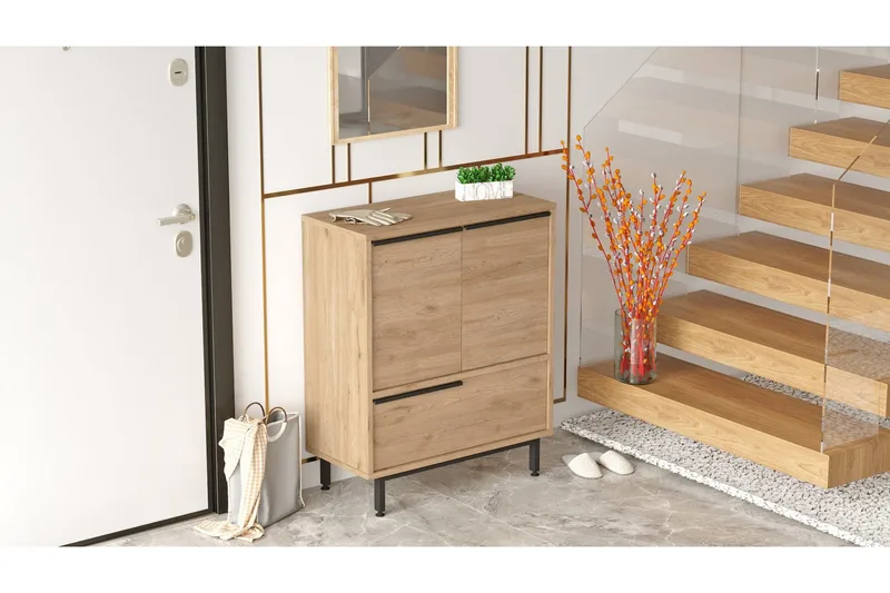 Liyakat Skoskab 74,8 cm - Valnød finér - Opbevaring - Skoopbevaring - Skoskab