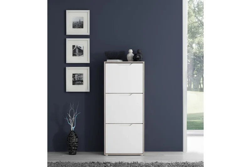 Llanharry skoskab 55x130 cm - Brun / hvid - Opbevaring - Skoopbevaring