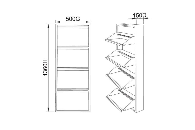 Mayazizi Skoskab 50 cm - Lysegrå - Opbevaring - Skoopbevaring - Skoskab