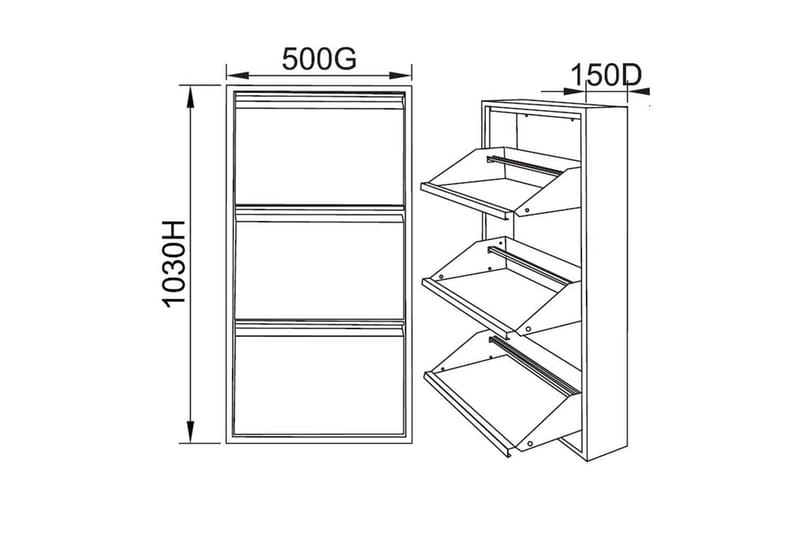 Mayazizi Skoskab 50 cm - Lysegrå - Opbevaring - Skoopbevaring - Skoskab
