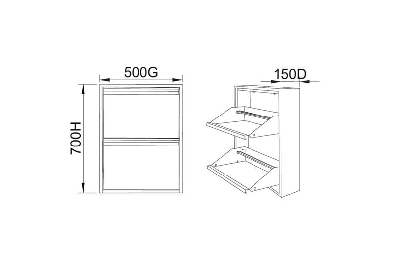 Mayazizi Skoskab 50 cm - Lysegrå - Opbevaring - Skoopbevaring - Skoskab