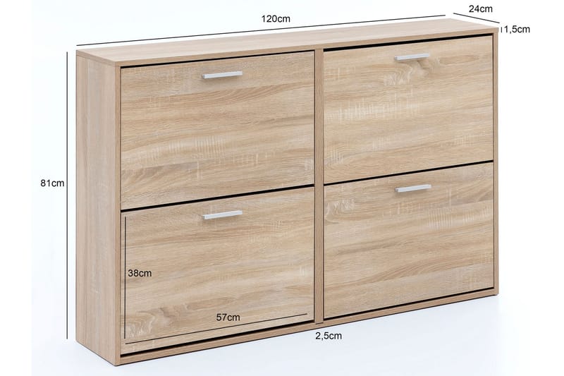 Metia skoskab 120x24 cm - Træ / natur - Opbevaring - Skoopbevaring - Skoskab