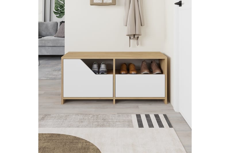 Nexus Skoskab 105 cm - Eg/Hvid - Opbevaring - Skoopbevaring