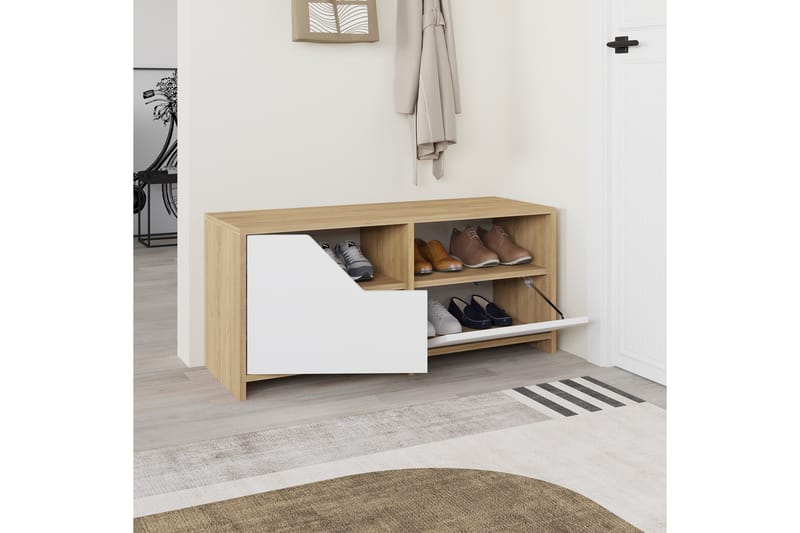 Nexus Skoskab 105 cm - Eg/Hvid - Opbevaring - Skoopbevaring