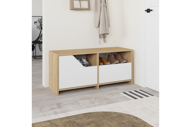 Nexus Skoskab 105 cm - Eg/Hvid - Opbevaring - Skoopbevaring