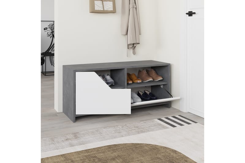 Nexus Skoskab 105 cm - Grå/Hvid - Opbevaring - Skoopbevaring