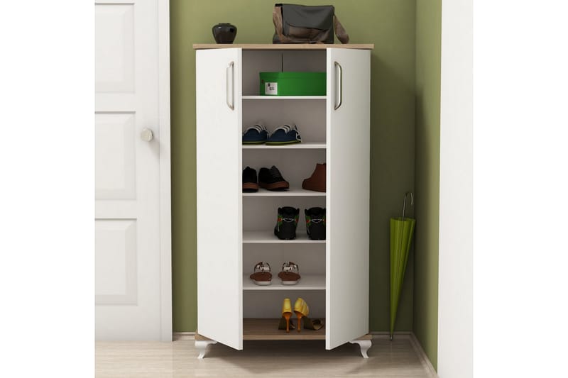Plomer Skoskab 72 cm - Valnød/Hvid - Opbevaring - Skoopbevaring - Skoskab