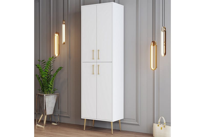 Retzow Skoskab 60 cm - Guld/Hvid - Opbevaring - Skoopbevaring