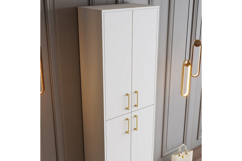 Retzow Skoskab 60 cm - Guld/Hvid - Opbevaring - Skoopbevaring