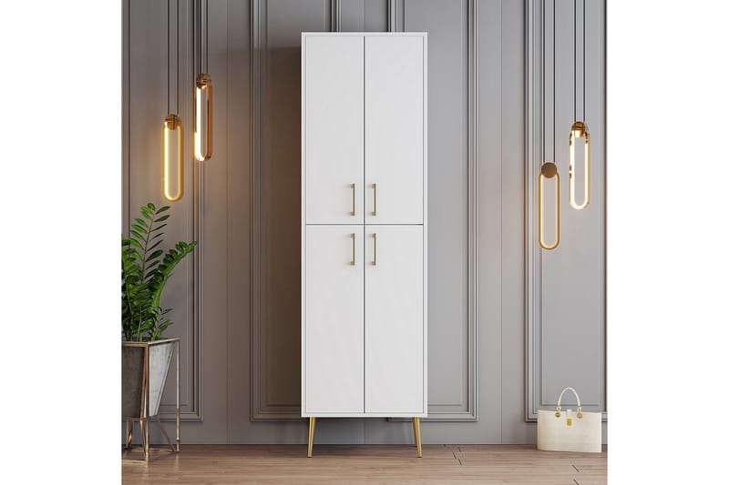 Retzow Skoskab 60 cm - Guld/Hvid - Opbevaring - Skoopbevaring - Skoskab