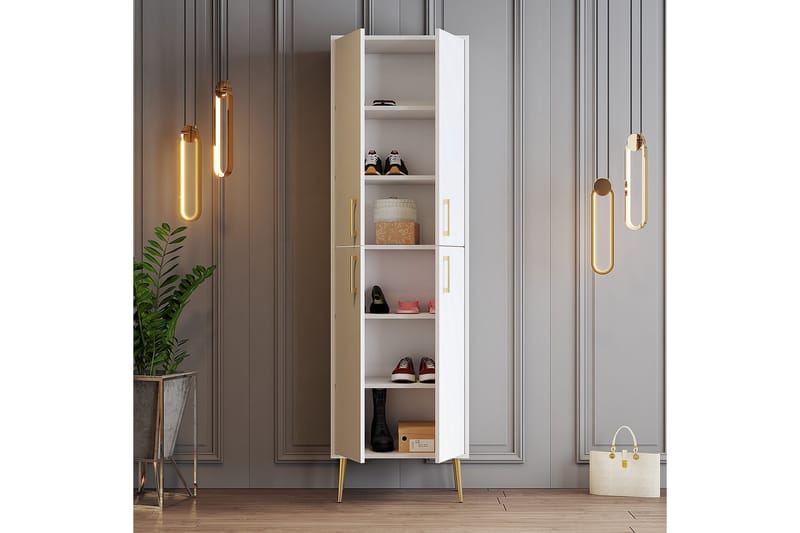 Retzow Skoskab 60 cm - Guld/Hvid - Opbevaring - Skoopbevaring - Skoskab