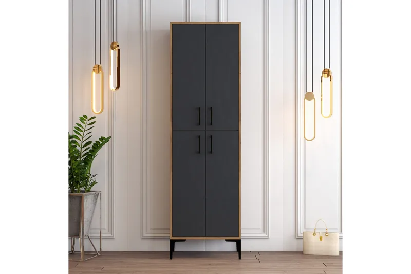 Retzow Skoskab 60x35 cm - Mørkebrun/Antracit - Opbevaring - Skoopbevaring