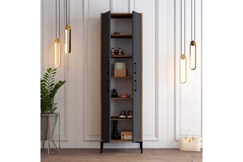 Retzow Skoskab 60x35 cm - Mørkebrun/Antracit - Opbevaring - Skoopbevaring