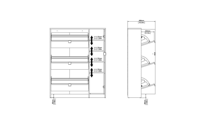 Rivornis Skoskab 98,8 cm - Natur - Opbevaring - Skoopbevaring - Skoskab