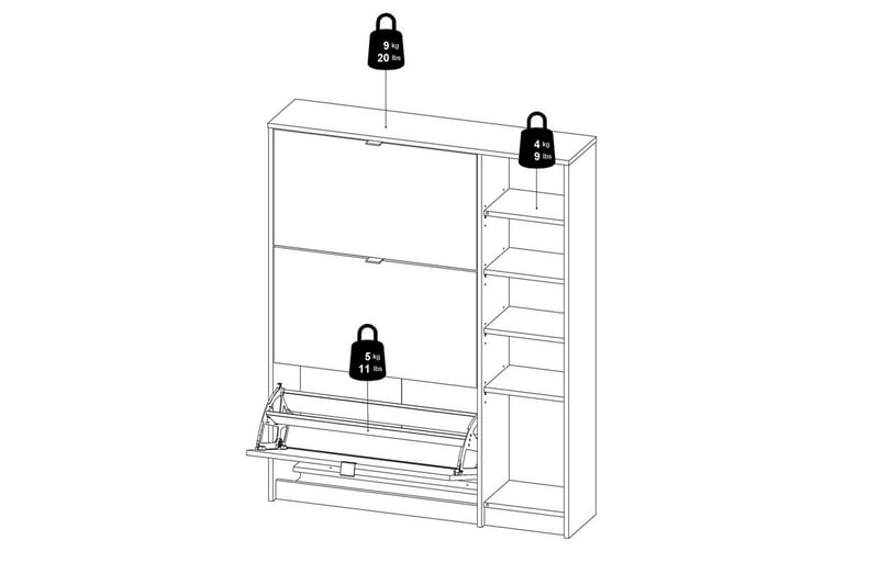 Rivornis Skoskab 98,8 cm - Natur - Opbevaring - Skoopbevaring - Skoskab