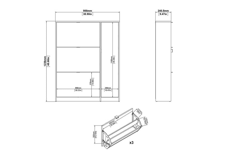 Rivornis Skoskab 98,8 cm - Natur - Opbevaring - Skoopbevaring - Skoskab