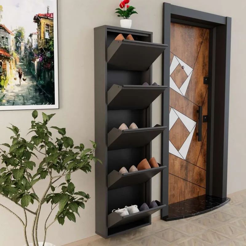 Rylanis skoskab 50x169 cm - Antracit - Opbevaring - Skoopbevaring