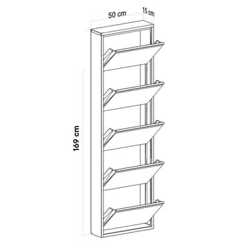 Rylanis skoskab 50x169 cm - Antracit - Opbevaring - Skoopbevaring