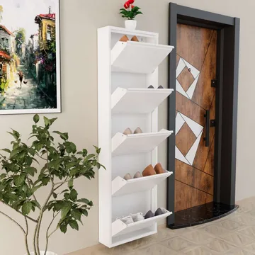 Rylanis skoskab 50x169 cm - Hvid - Opbevaring - Skoopbevaring