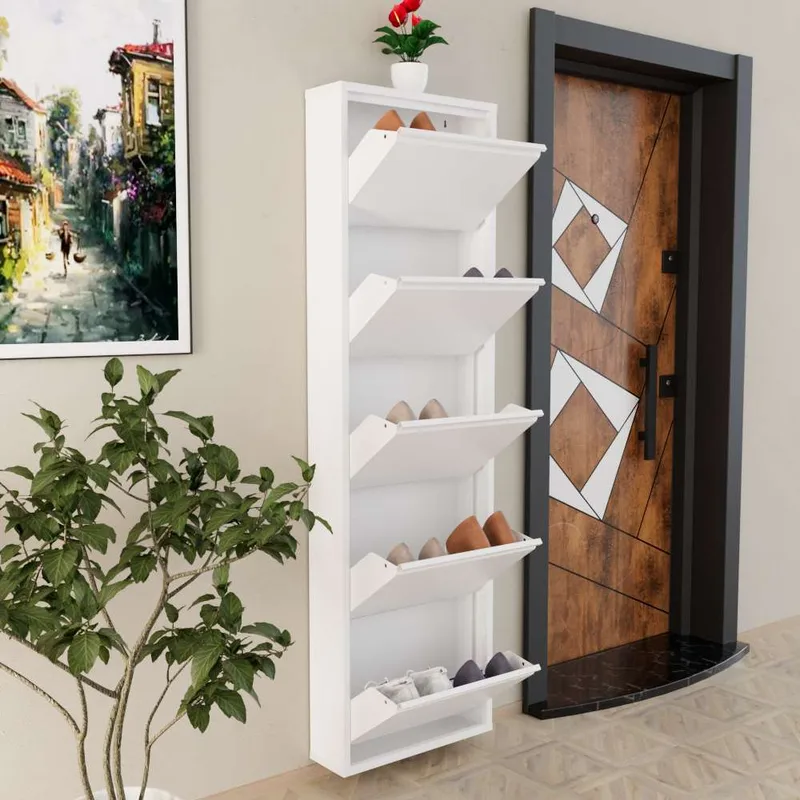 Rylanis skoskab 50x169 cm - Hvid - Opbevaring - Skoopbevaring