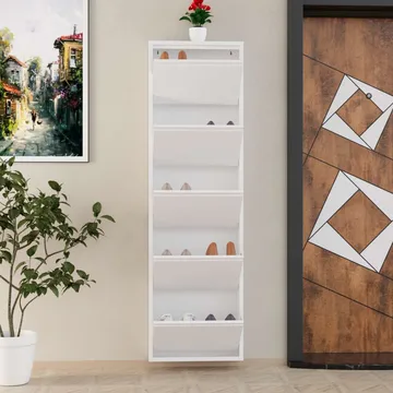 Rylanis skoskab 50x169 cm - Hvid - Opbevaring - Skoopbevaring