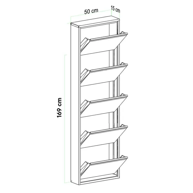 Rylanis skoskab 50x169 cm - Hvid - Opbevaring - Skoopbevaring - Skoskab
