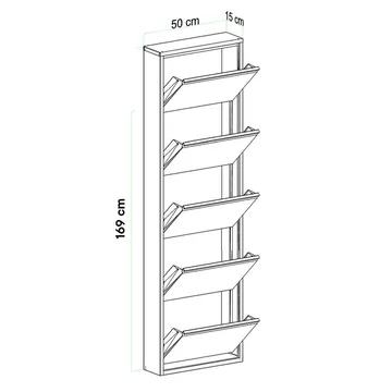 Rylanis skoskab 50x169 cm - Hvid - Opbevaring - Skoopbevaring