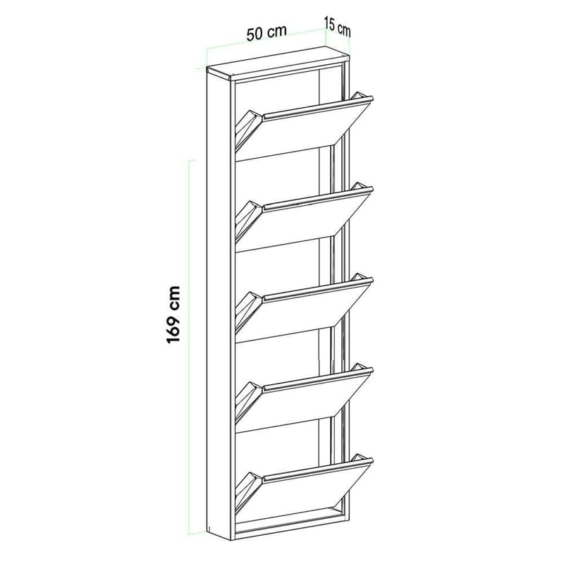 Rylanis skoskab 50x169 cm - Hvid - Opbevaring - Skoopbevaring
