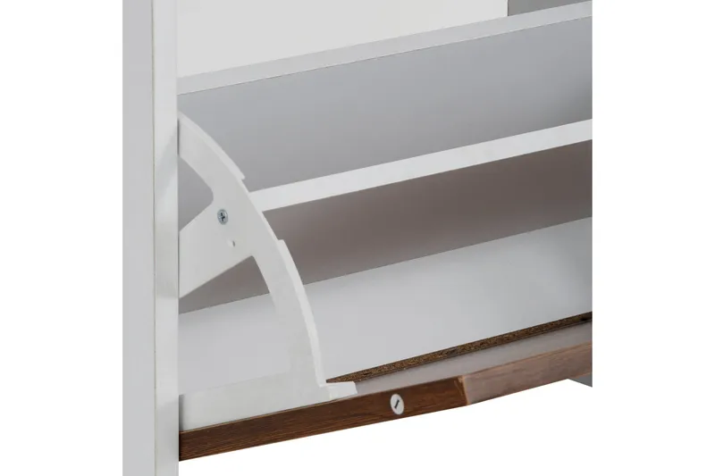 Shellake Skoskab 92x25 cm - Hvid/Natur - Opbevaring - Skoopbevaring - Skoskab