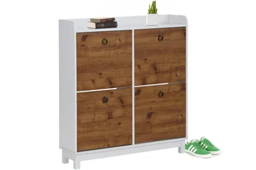 Shellake Skoskab 92x25 cm - Hvid/Natur - Opbevaring - Skoopbevaring
