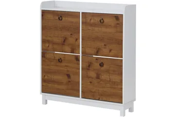 Shellake Skoskab 92x25 cm - Hvid/Natur - Opbevaring - Skoopbevaring