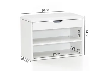 Shiheem skoholder 60x30 cm - Hvid - Opbevaring - Skoopbevaring